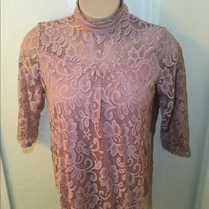 Lacey high neck mauve colored blouse